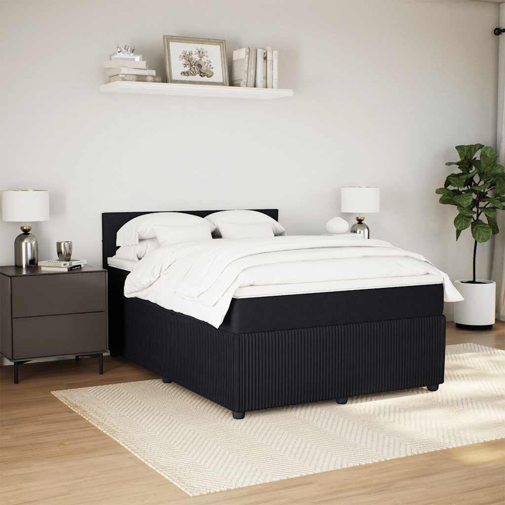 kontinentalseng med madras 140x190 cm fløjl sort