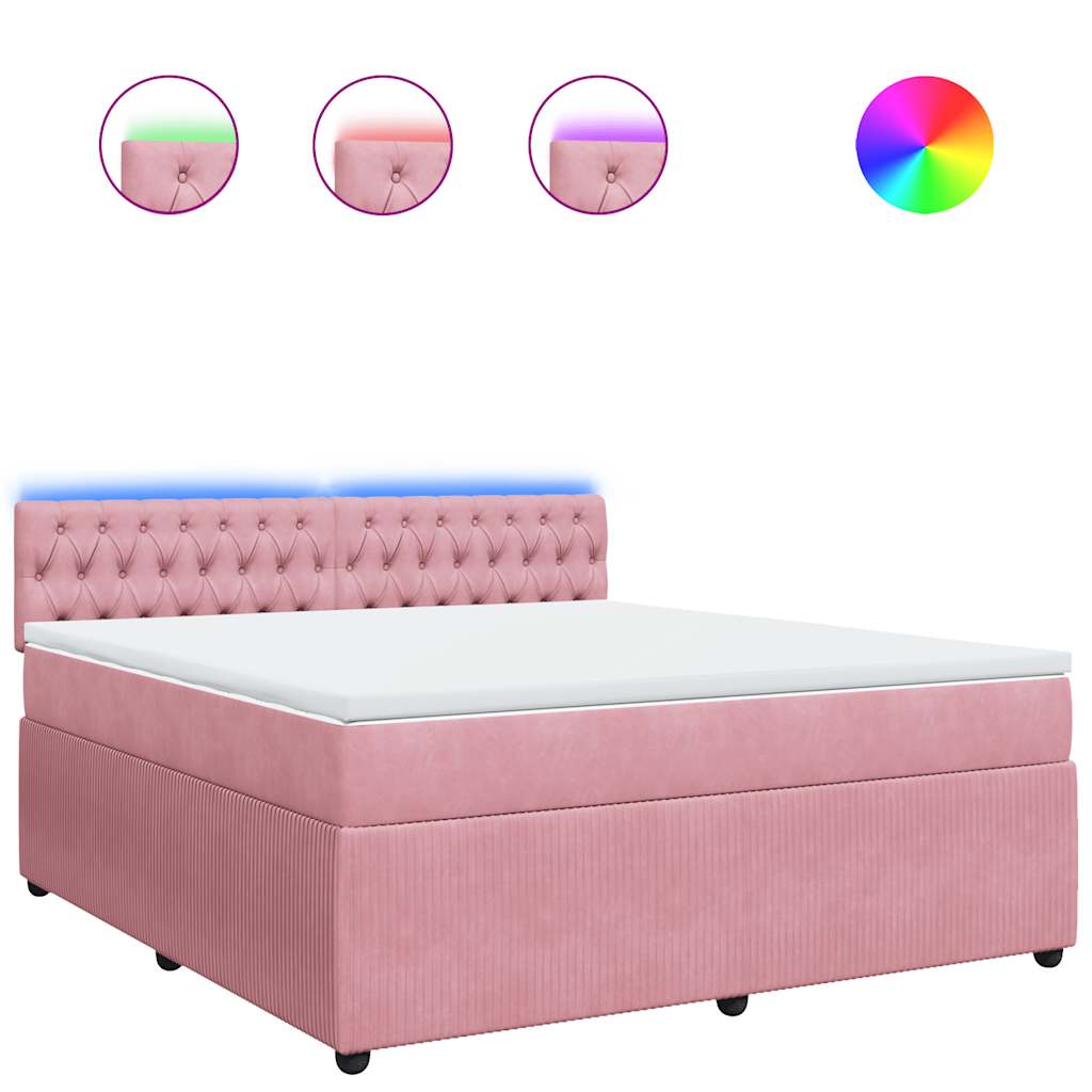 kontinentalseng med madras 180x200 cm fløjl lyserød