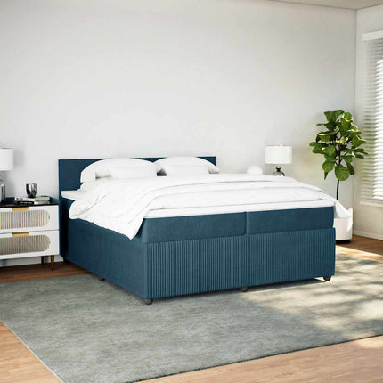 kontinentalseng med madras 200x200 cm fløjl blå