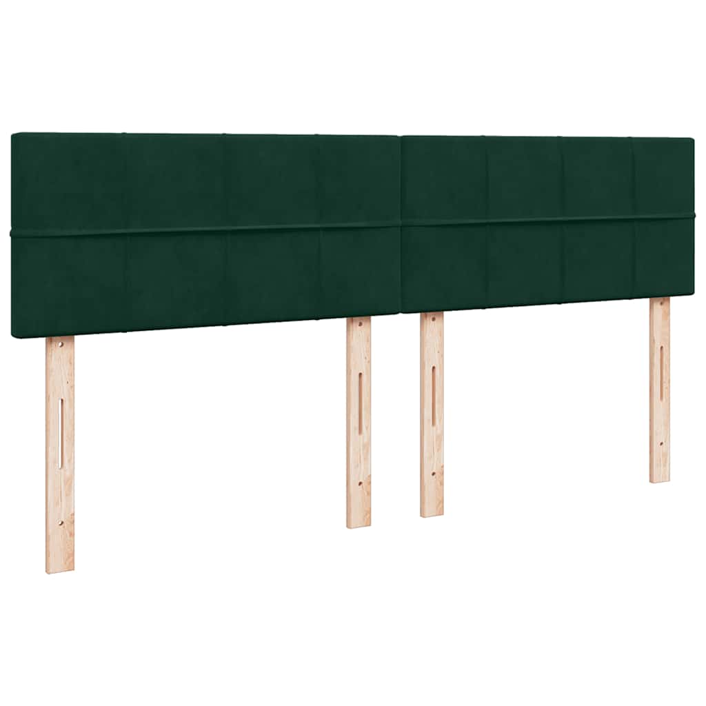 kontinentalseng med madras 200x200 cm fløjl mørkegrøn