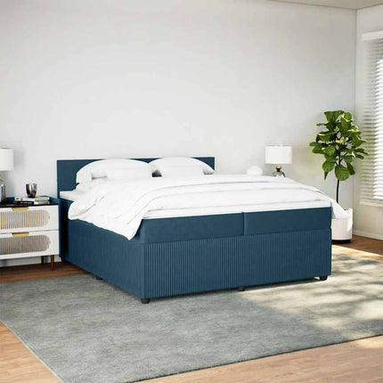 kontinentalseng med madras 200x200 cm fløjl blå