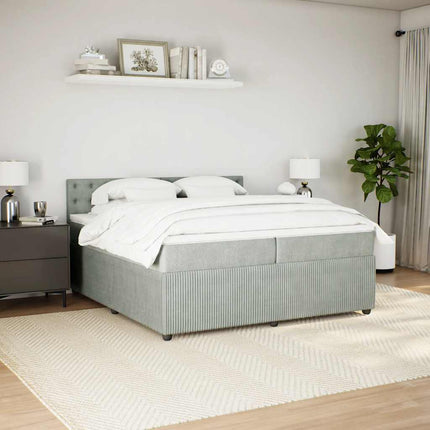 kontinentalseng med madras 200x200 cm fløjl lysegrå