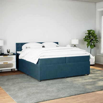 kontinentalseng med madras 200x200 cm fløjl blå