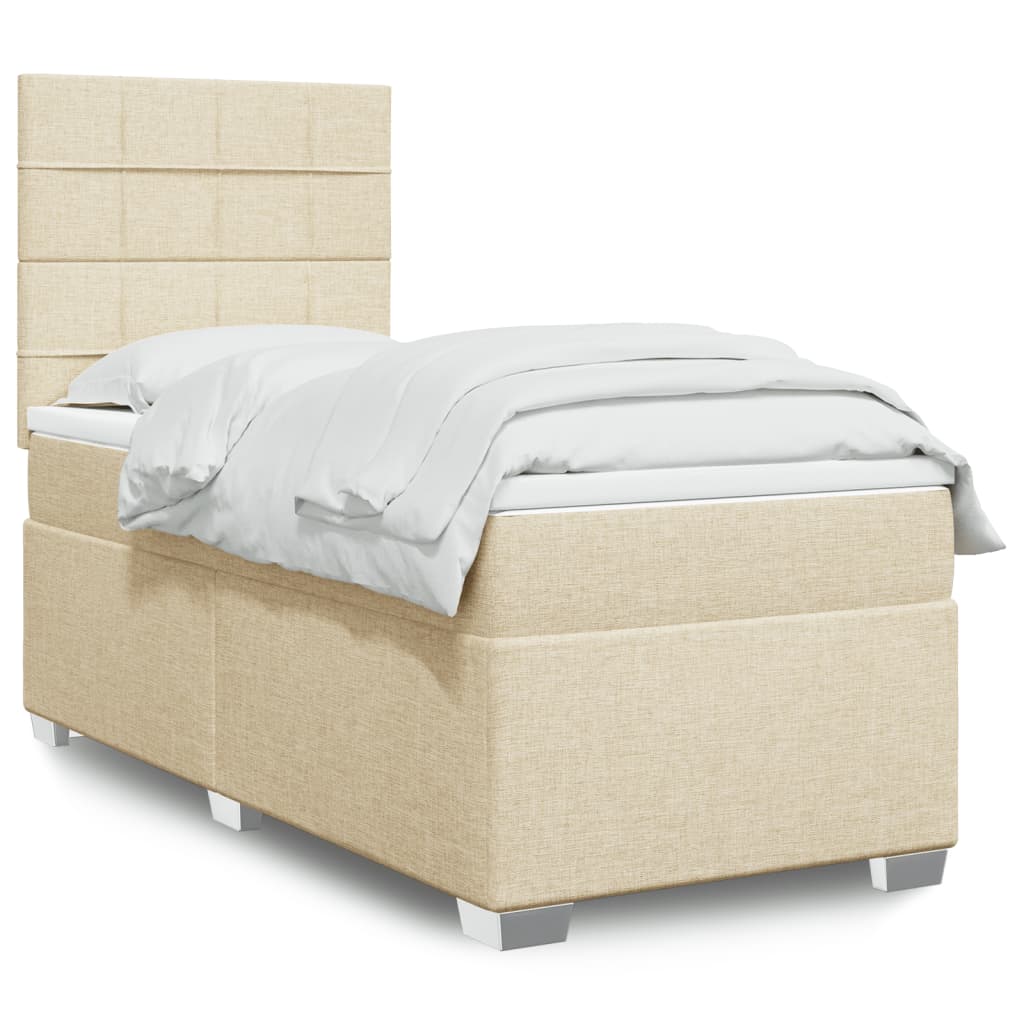 kontinentalseng med madras 80x200 cm stof cremefarvet