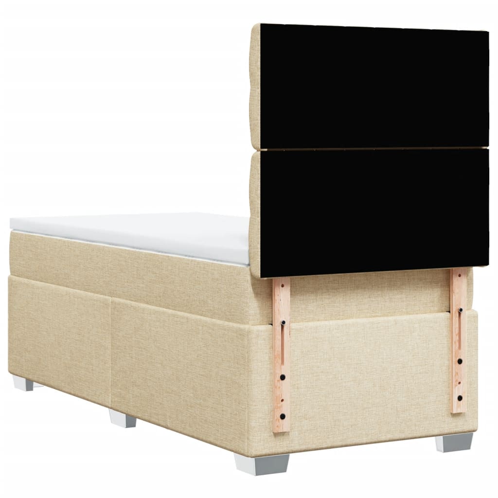 kontinentalseng med madras 80x200 cm stof cremefarvet