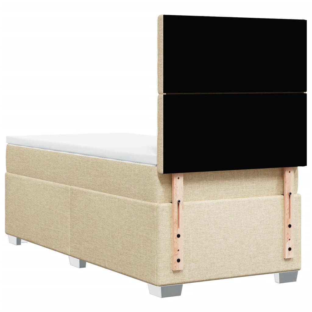 kontinentalseng med madras 80x200 cm stof cremefarvet
