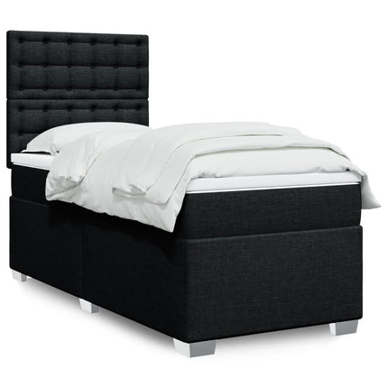 kontinentalseng med madras 90x190 cm stof sort