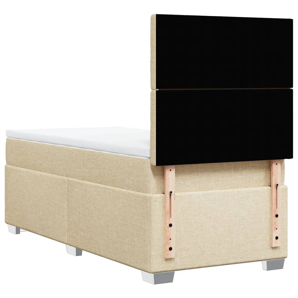 kontinentalseng med madras 90x190 cm stof cremefarvet