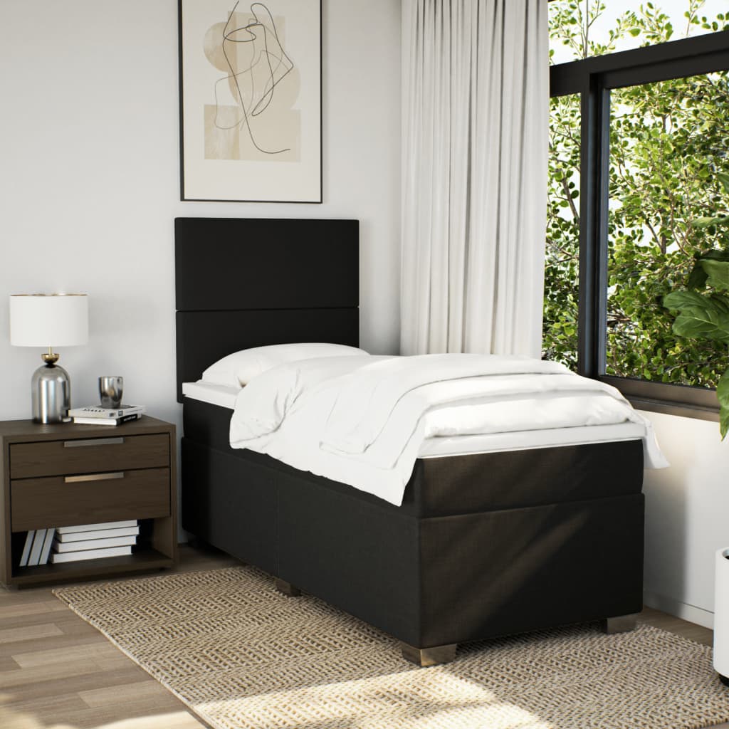 kontinentalseng med madras 90x200 cm stof sort