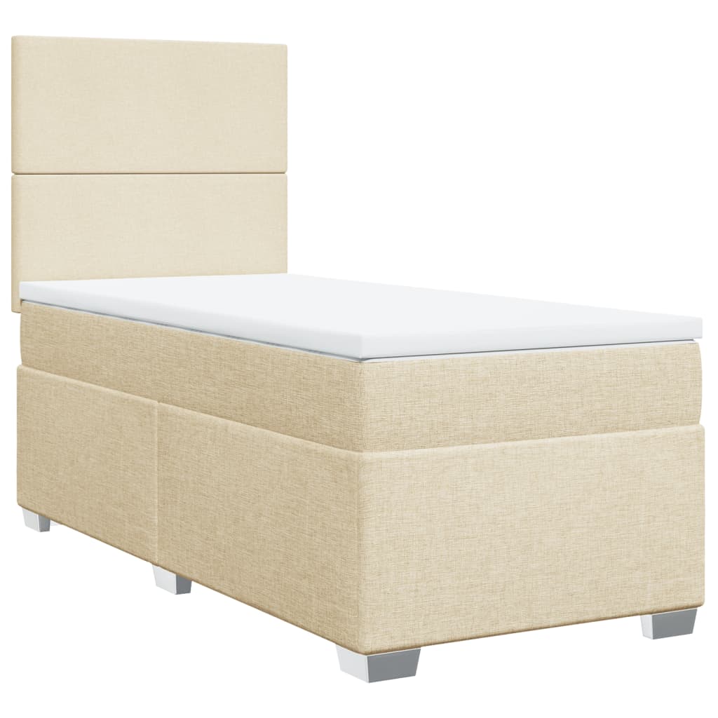 kontinentalseng med madras 90x200 cm stof cremefarvet