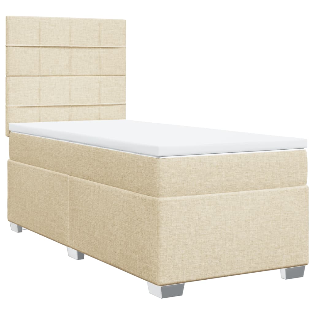kontinentalseng med madras 90x200 cm stof cremefarvet