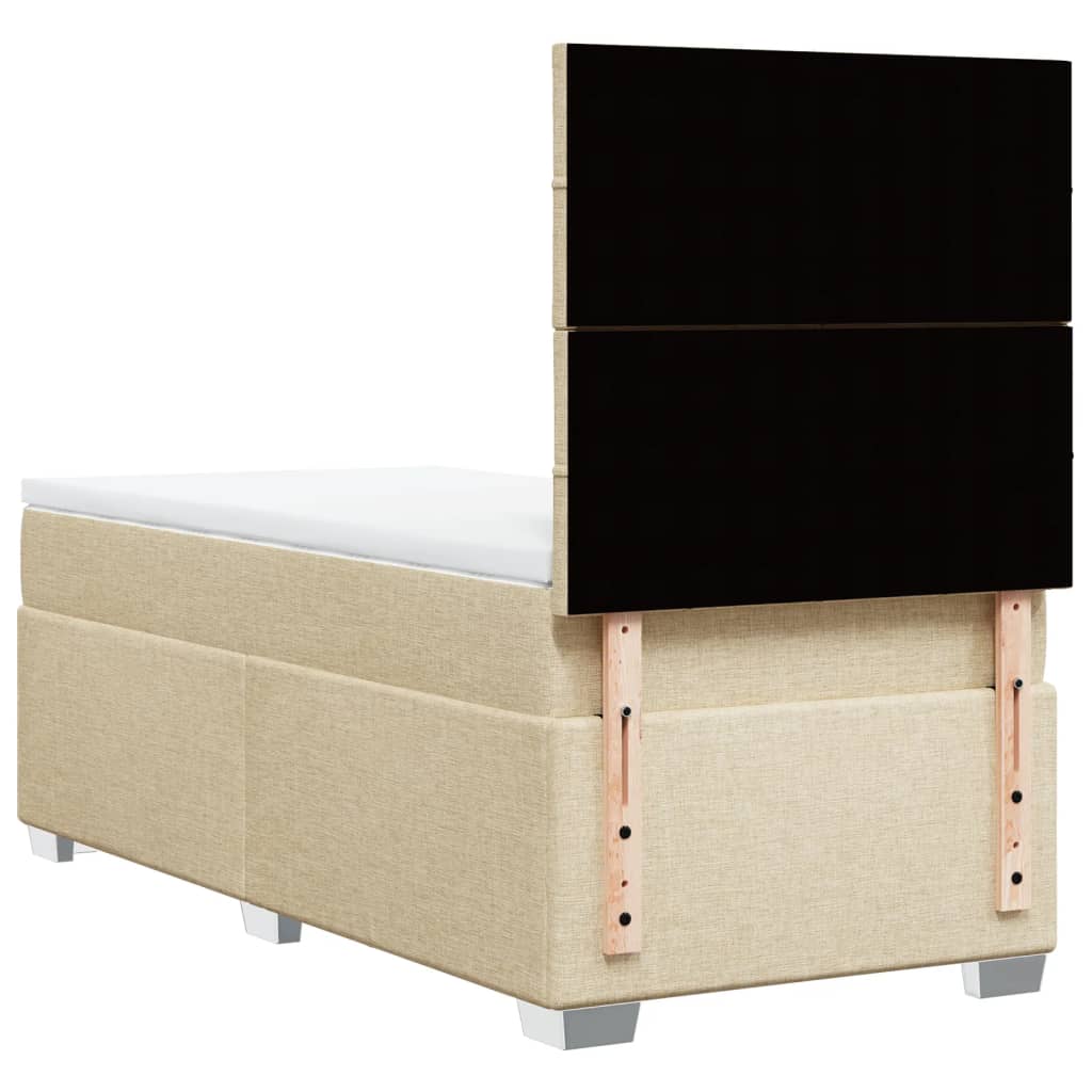 kontinentalseng med madras 90x200 cm stof cremefarvet