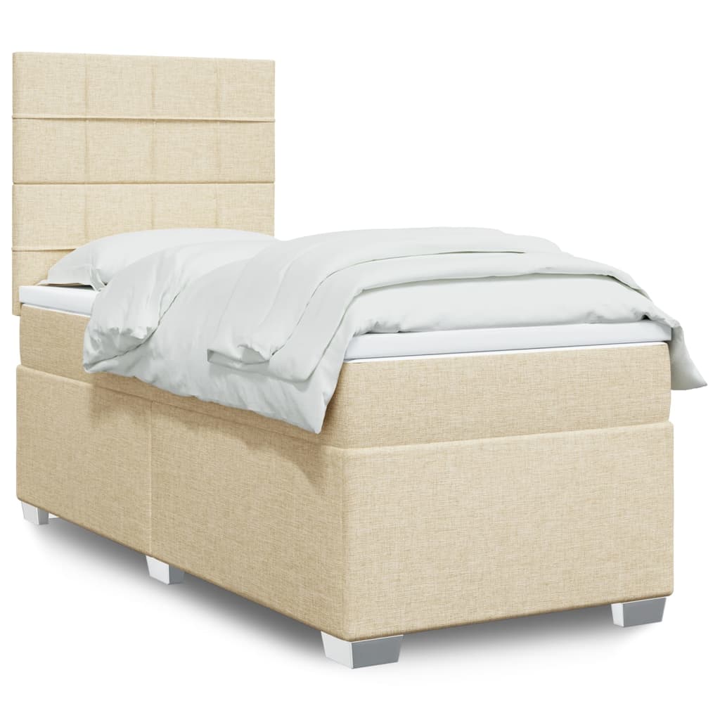 kontinentalseng med madras 90x200 cm stof cremefarvet
