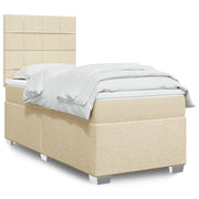 kontinentalseng med madras 90x200 cm stof cremefarvet