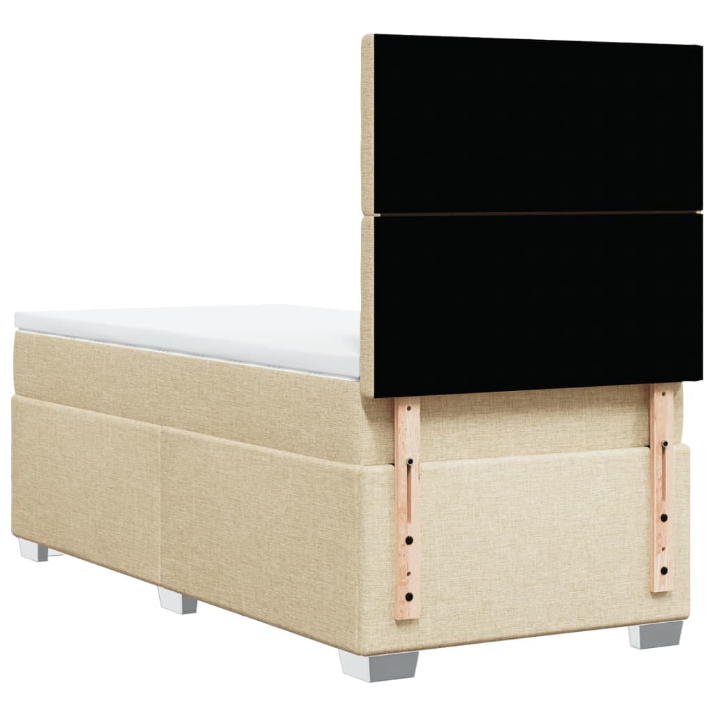 kontinentalseng med madras 90x200 cm stof cremefarvet