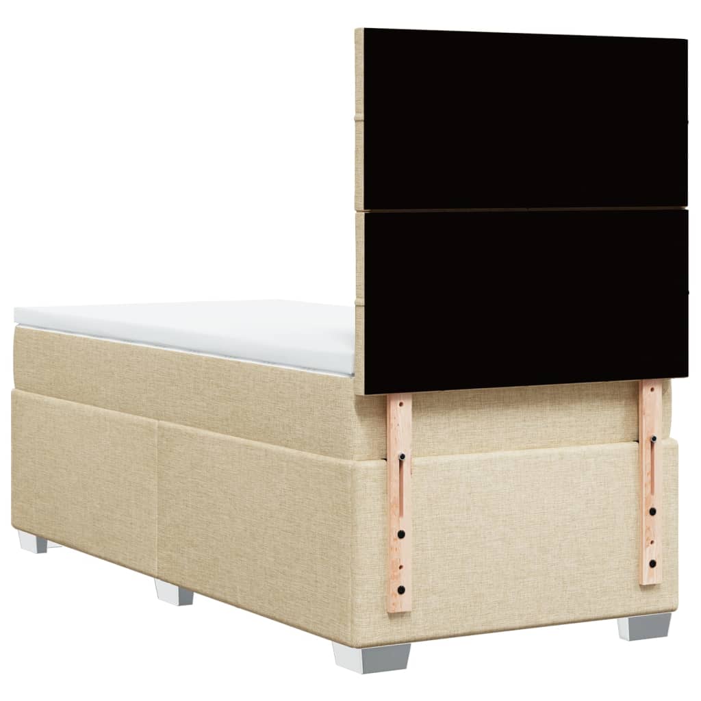kontinentalseng med madras 100x200 cm stof cremefarvet