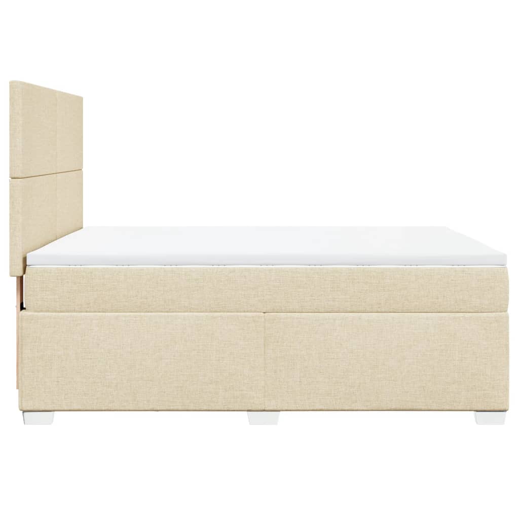 kontinentalseng med madras 140x190 cm stof cremefarvet