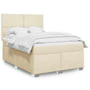 kontinentalseng med madras 140x190 cm stof cremefarvet