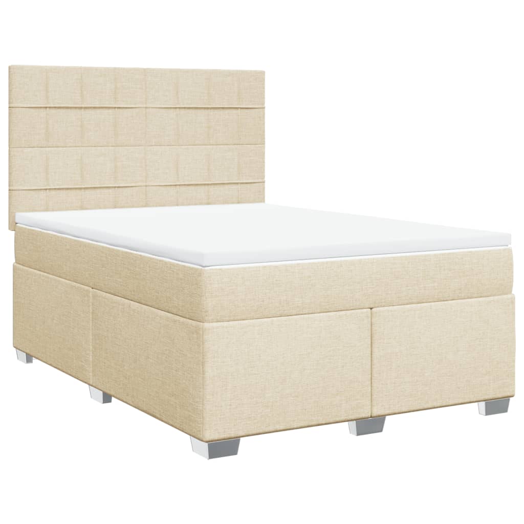 kontinentalseng med madras 140x190 cm stof cremefarvet