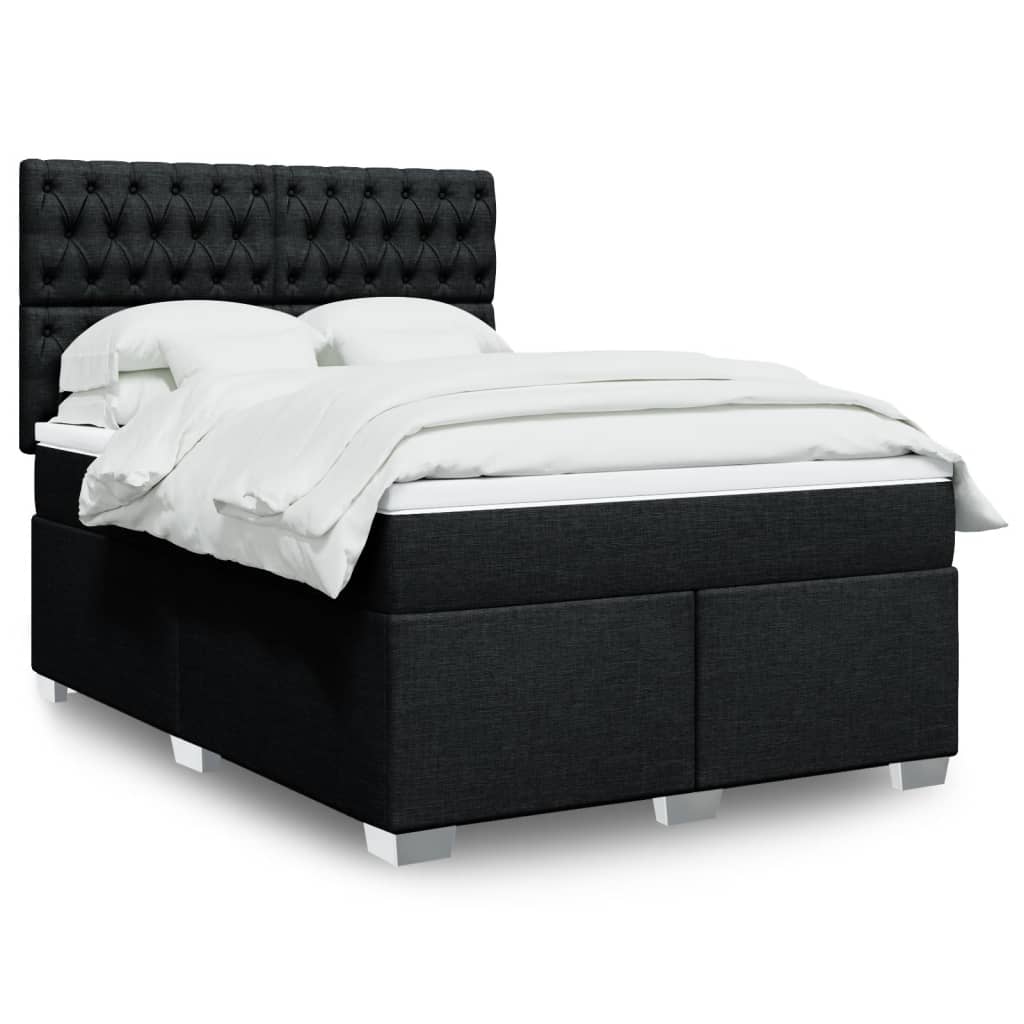 kontinentalseng med madras 140x190 cm stof sort