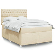 kontinentalseng med madras 140x190 cm stof cremefarvet