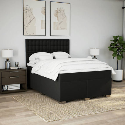 kontinentalseng med madras 140x190 cm stof sort