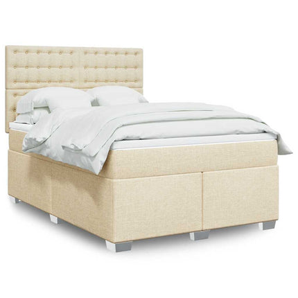 kontinentalseng med madras 140x190 cm stof cremefarvet
