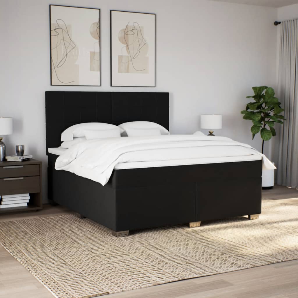 kontinentalseng med madras 180x200 cm stof sort