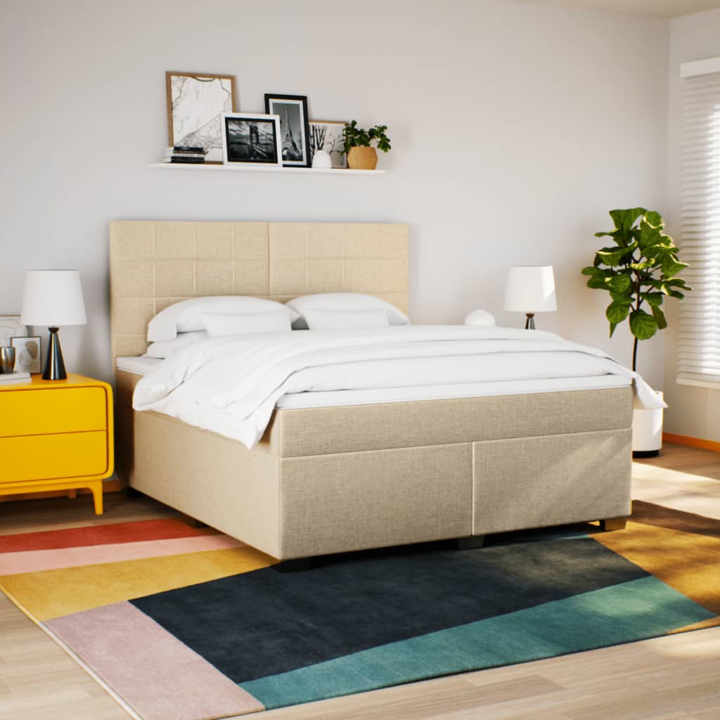 kontinentalseng med madras 180x200 cm stof cremefarvet