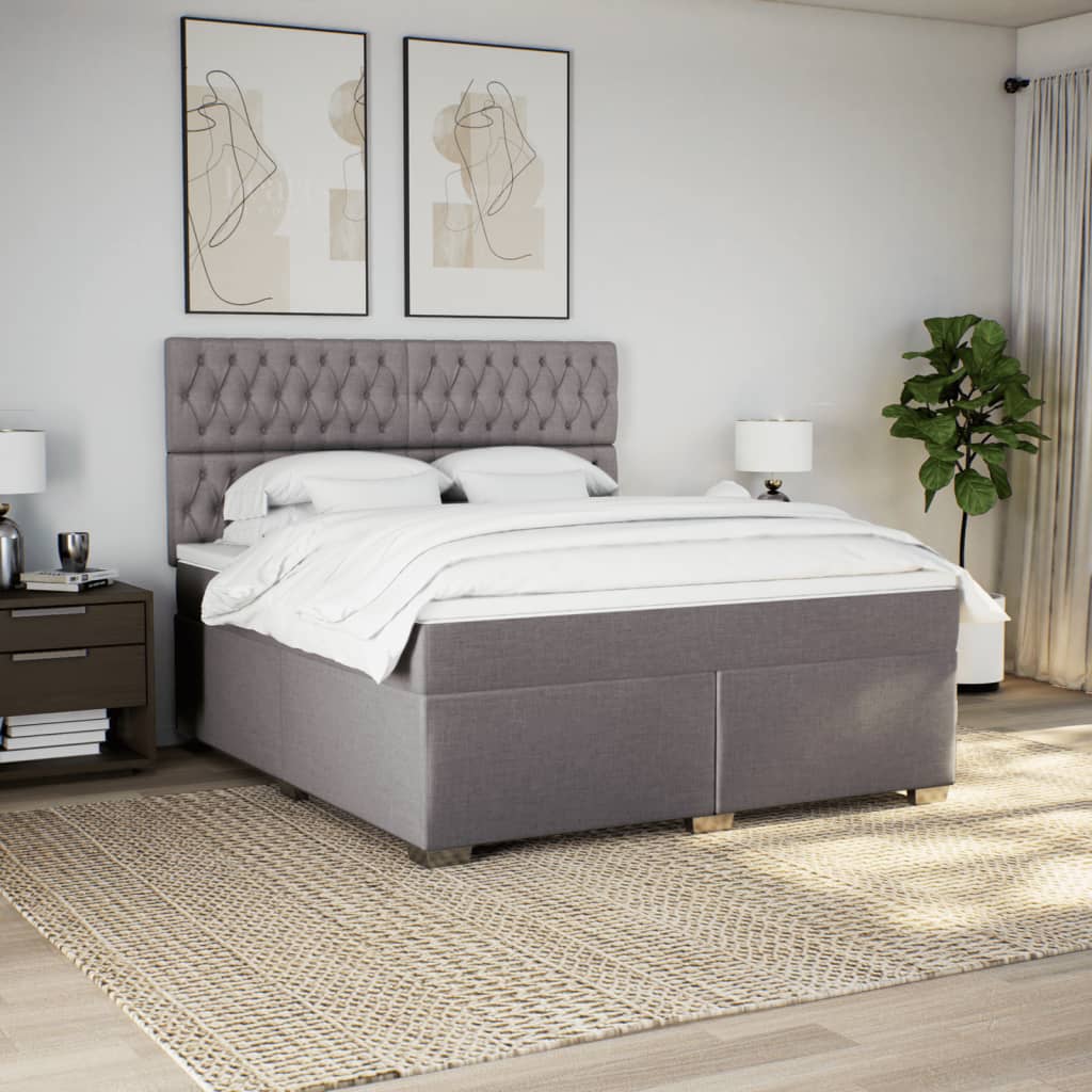 kontinentalseng med madras 180x200 cm stof gråbrun