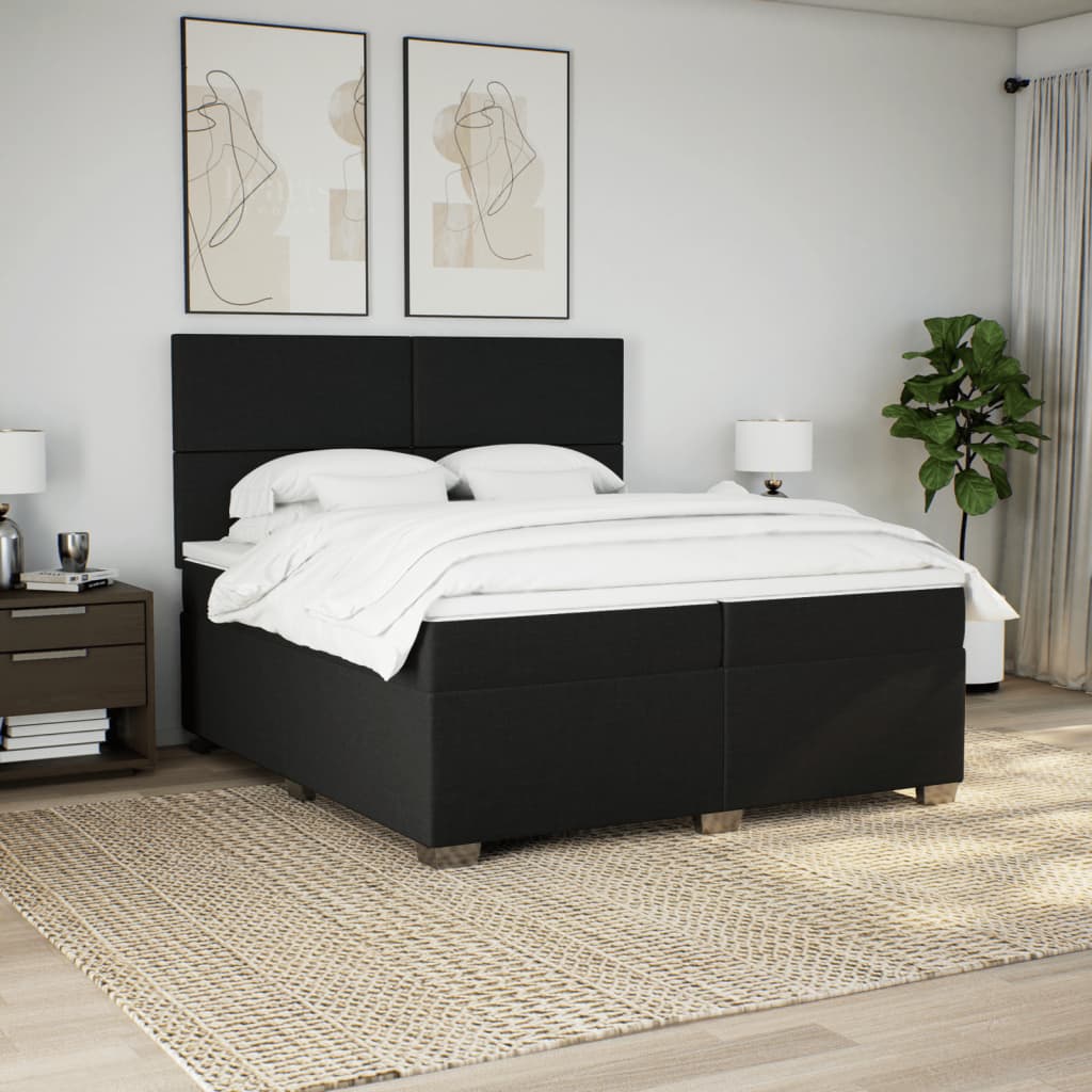 kontinentalseng med madras 200x200 cm stof sort