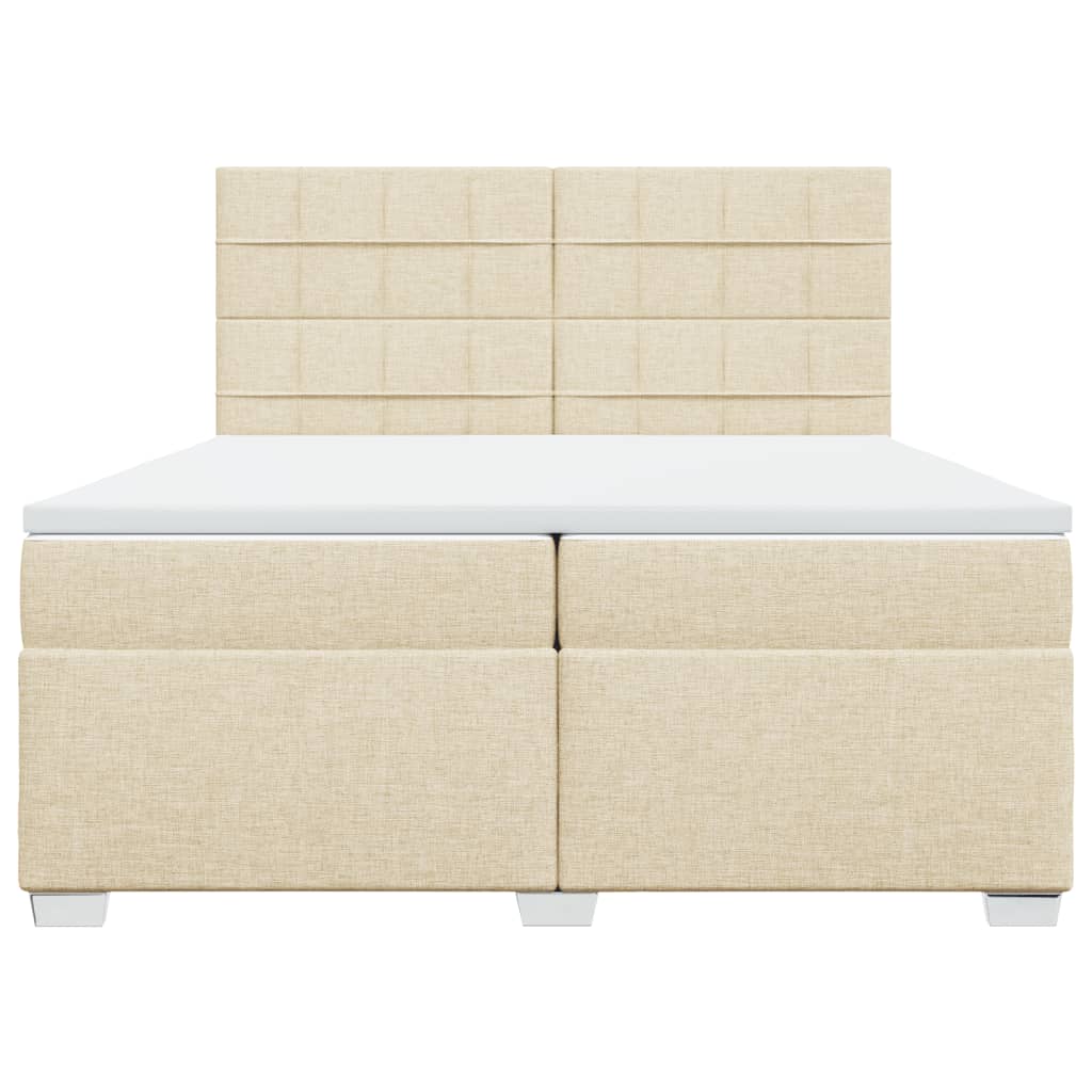 kontinentalseng med madras 200x200 cm stof cremefarvet