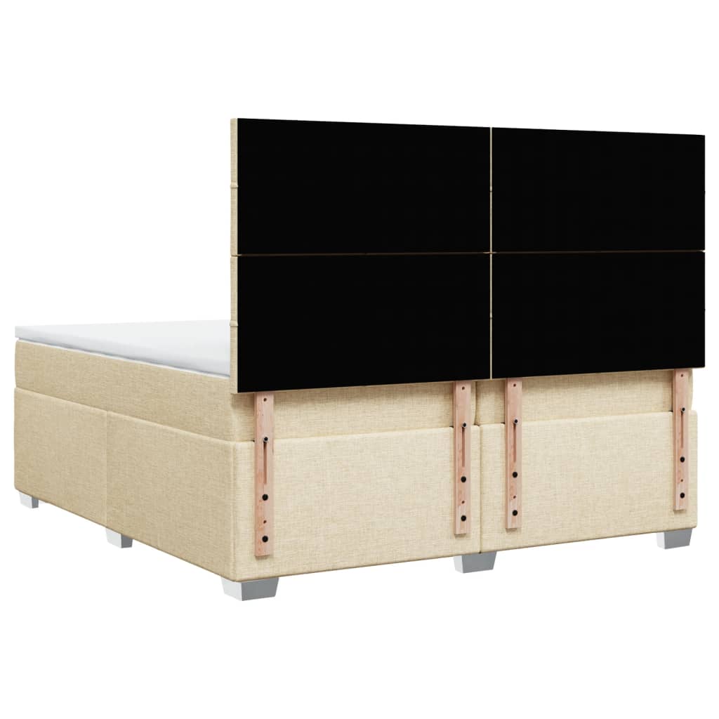 kontinentalseng med madras 200x200 cm stof cremefarvet