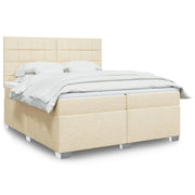 kontinentalseng med madras 200x200 cm stof cremefarvet