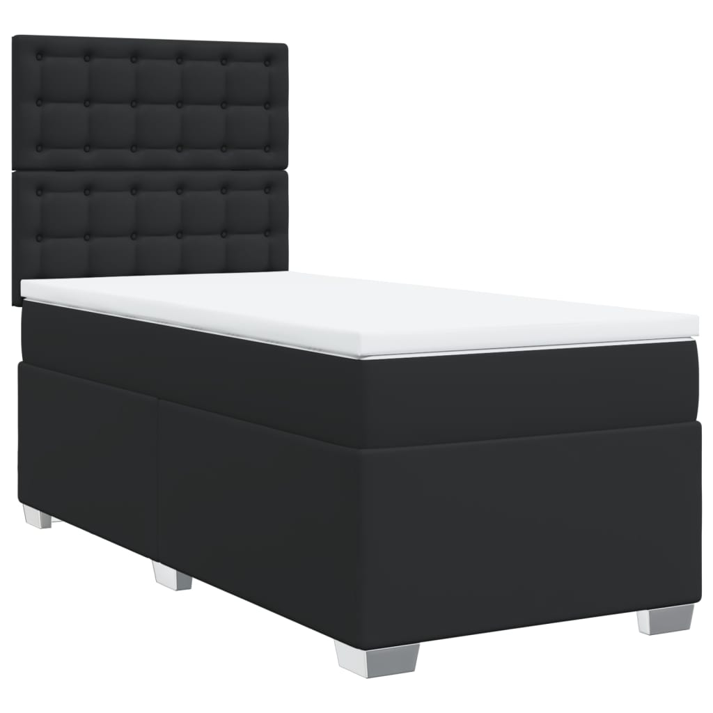 kontinentalseng med madras 90x190 cm kunstlæder sort