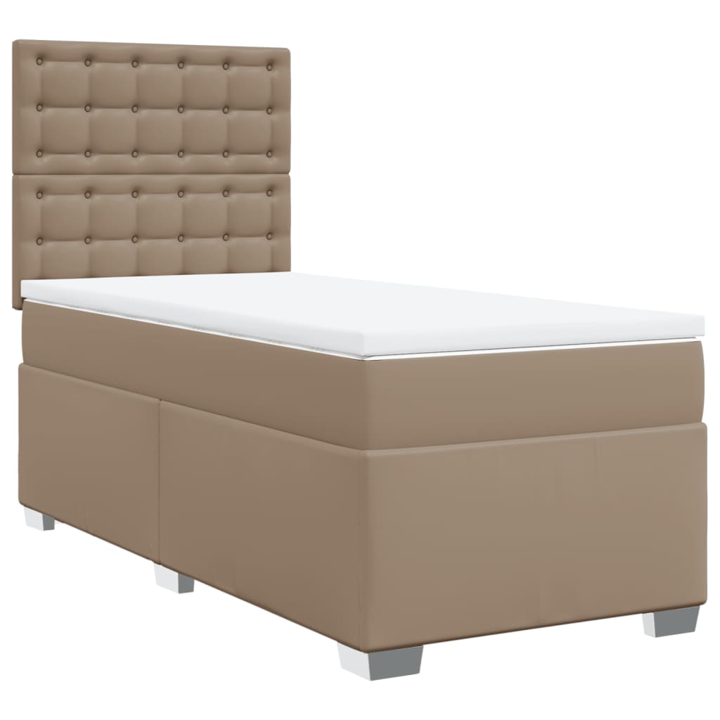 kontinentalseng 90x190 cm kunstlæder cappuccinofarvet