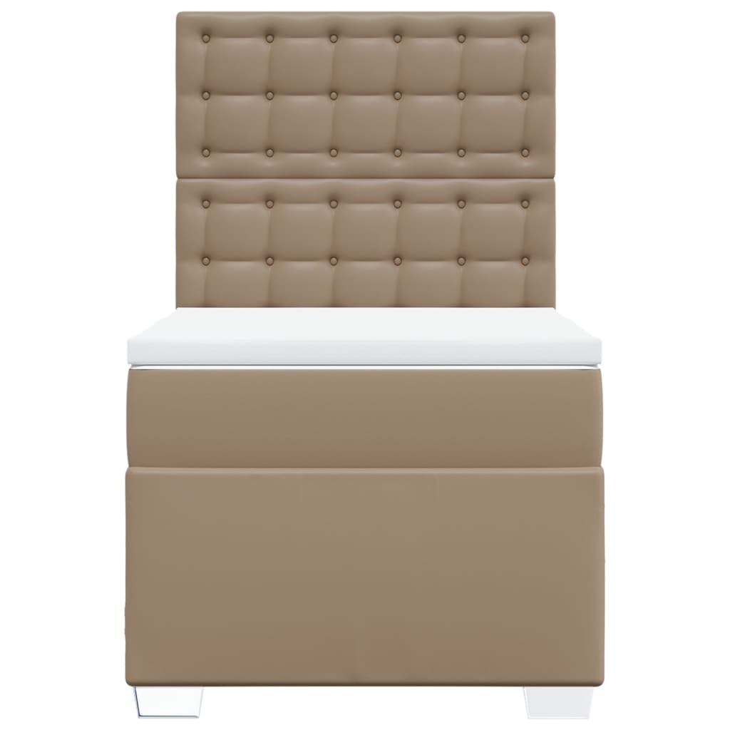kontinentalseng 90x190 cm kunstlæder cappuccinofarvet