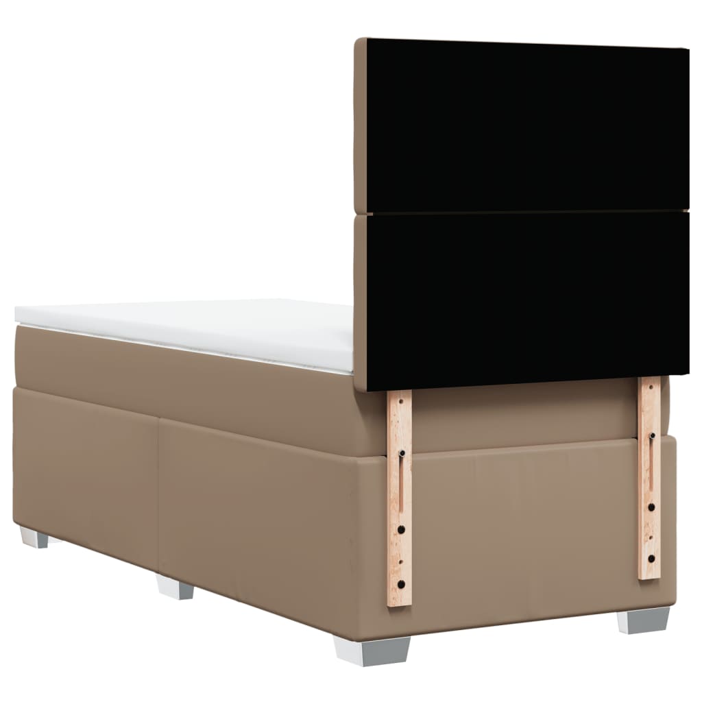 kontinentalseng 90x190 cm kunstlæder cappuccinofarvet