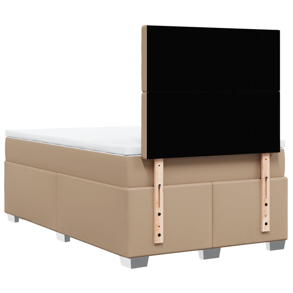 kontinentalseng 120x200 cm kunstlæder cappuccinofarvet