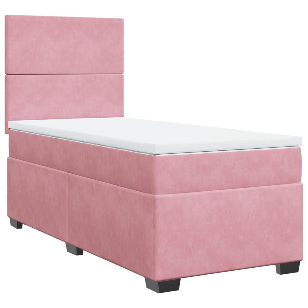 kontinentalseng med madras 90x190 cm fløjl pink