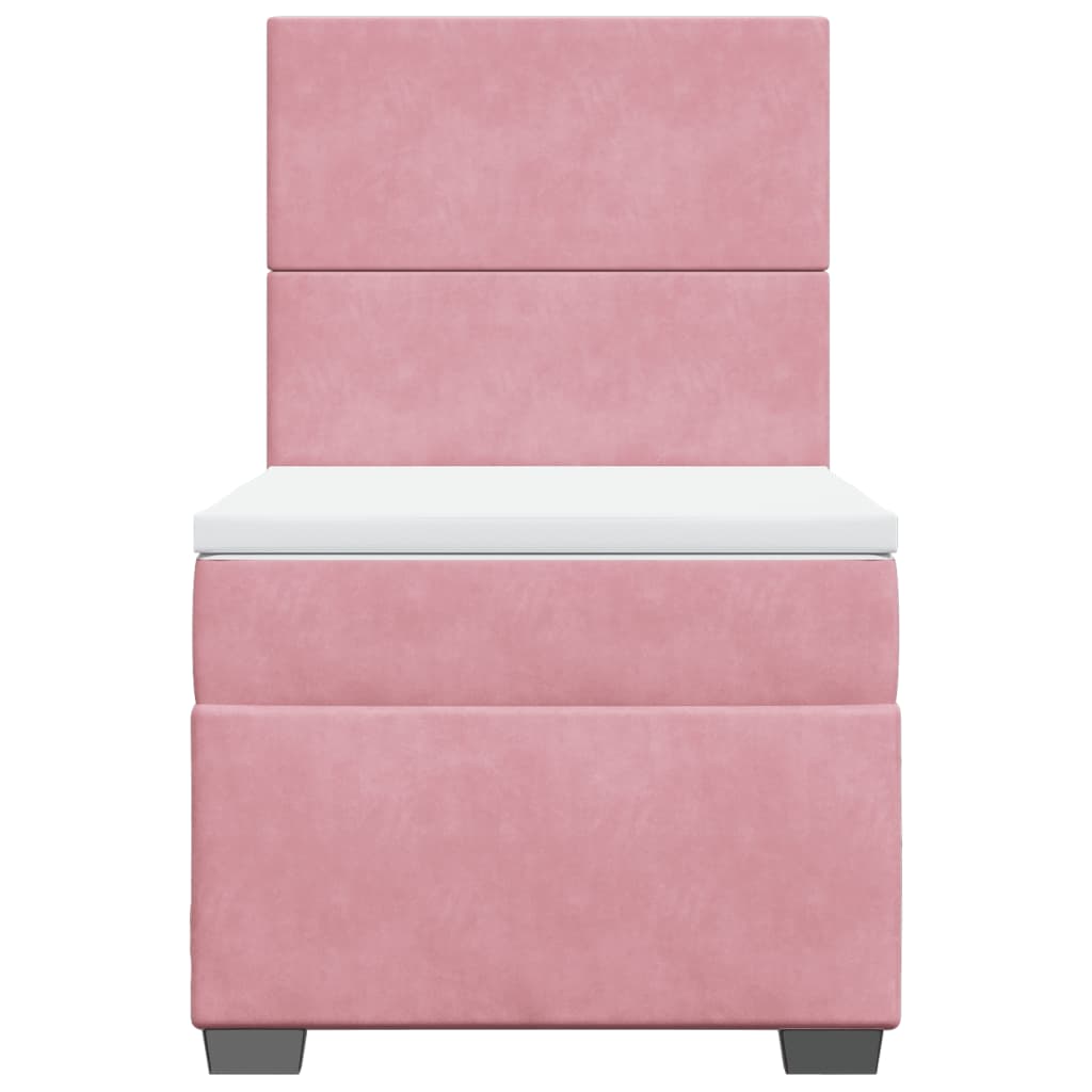 kontinentalseng med madras 90x190 cm fløjl pink