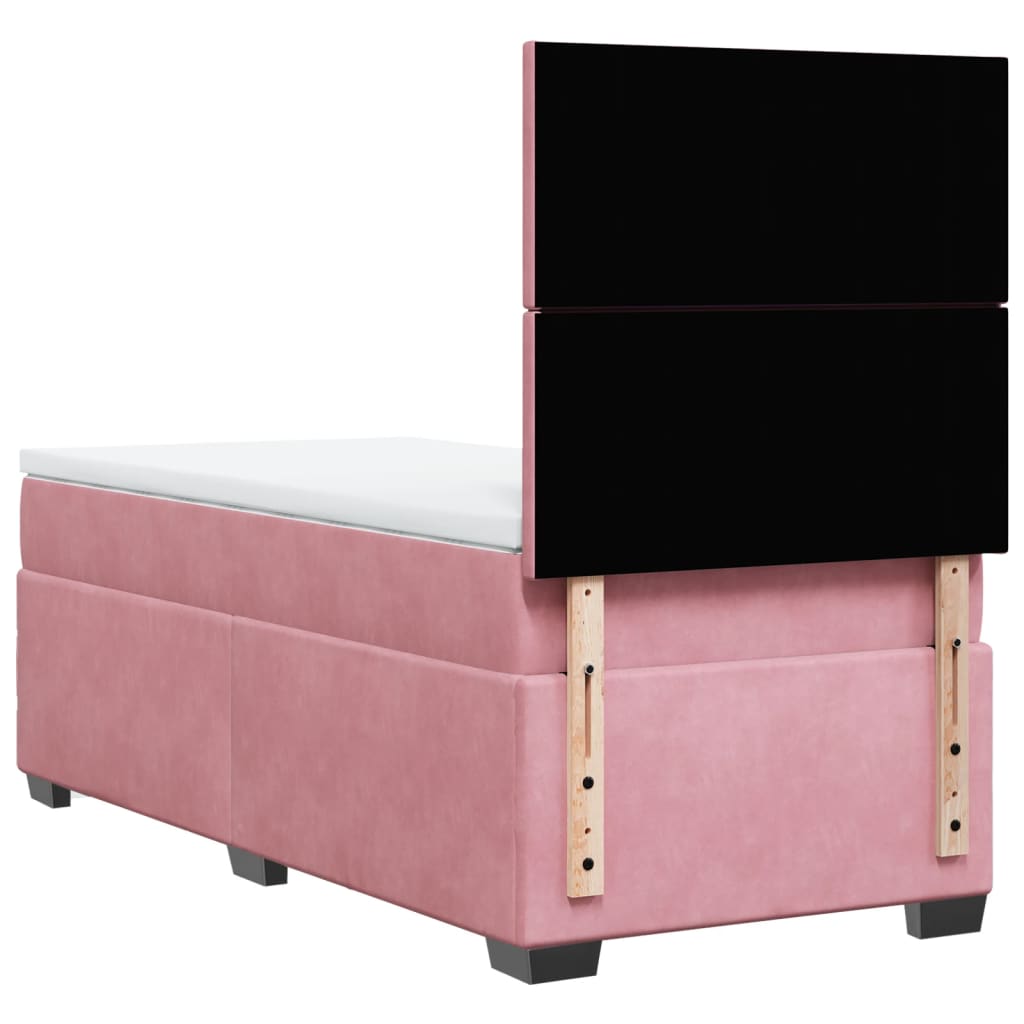 kontinentalseng med madras 90x190 cm fløjl pink