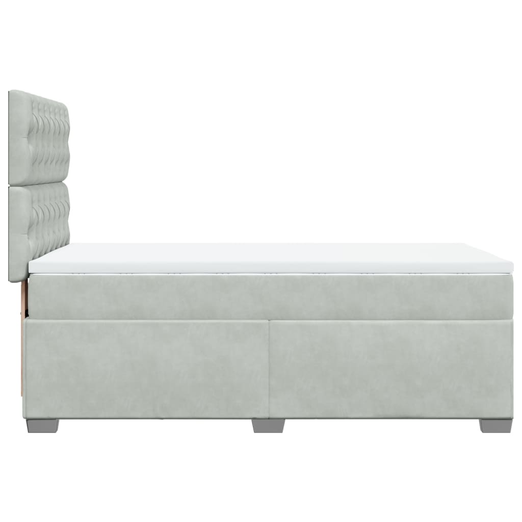 kontinentalseng med madras 90x190 cm fløjl lysegrå
