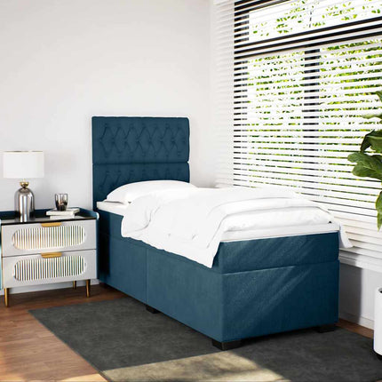 kontinentalseng med madras 90x190 cm fløjl blå