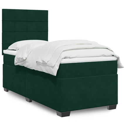kontinentalseng med madras 90x200 cm fløjl mørkegrøn