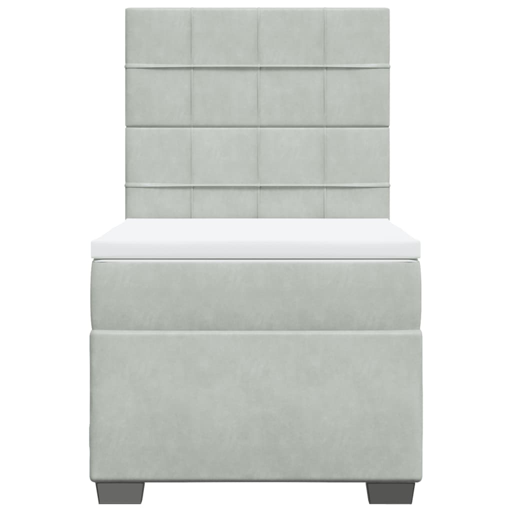 kontinentalseng med madras 100x200 cmfløjl lysegrå