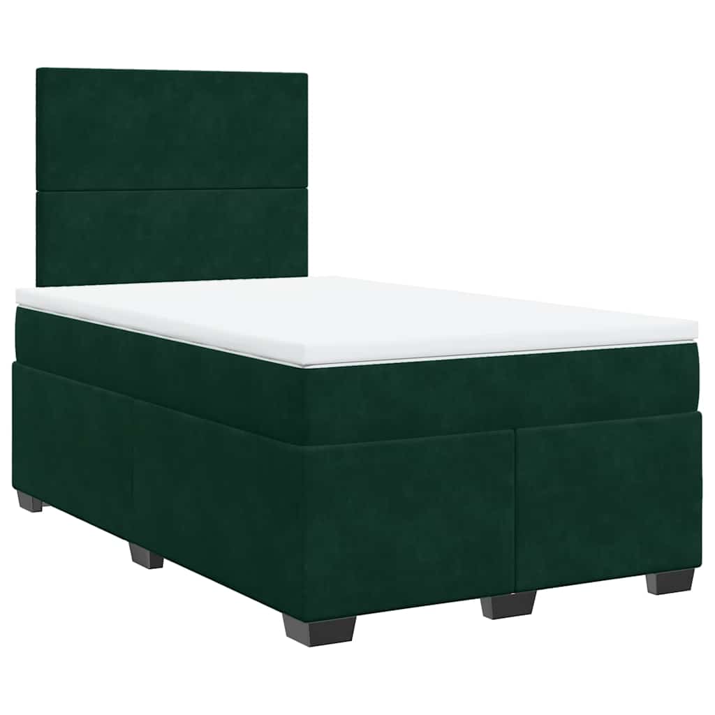 kontinentalseng med madras 120x190 cm velour mørkegrøn