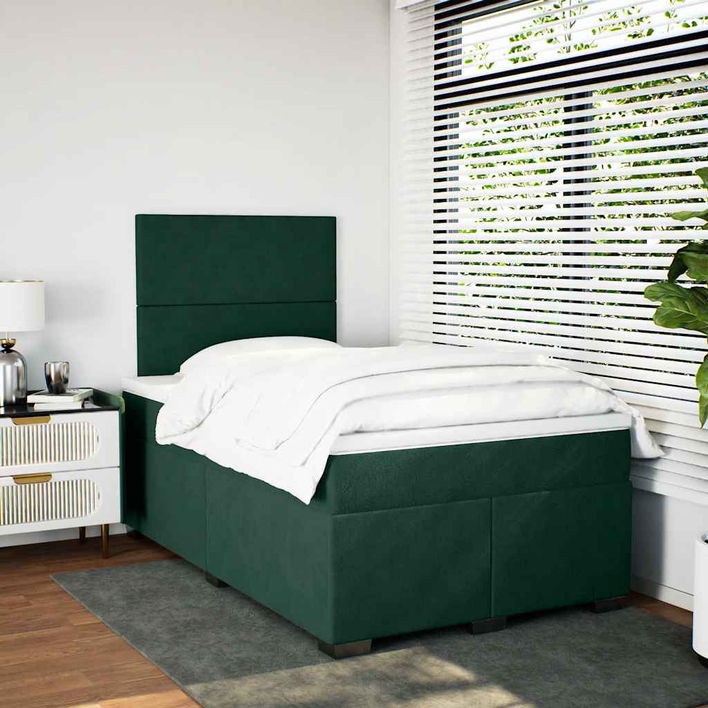 kontinentalseng med madras 120x190 cm velour mørkegrøn