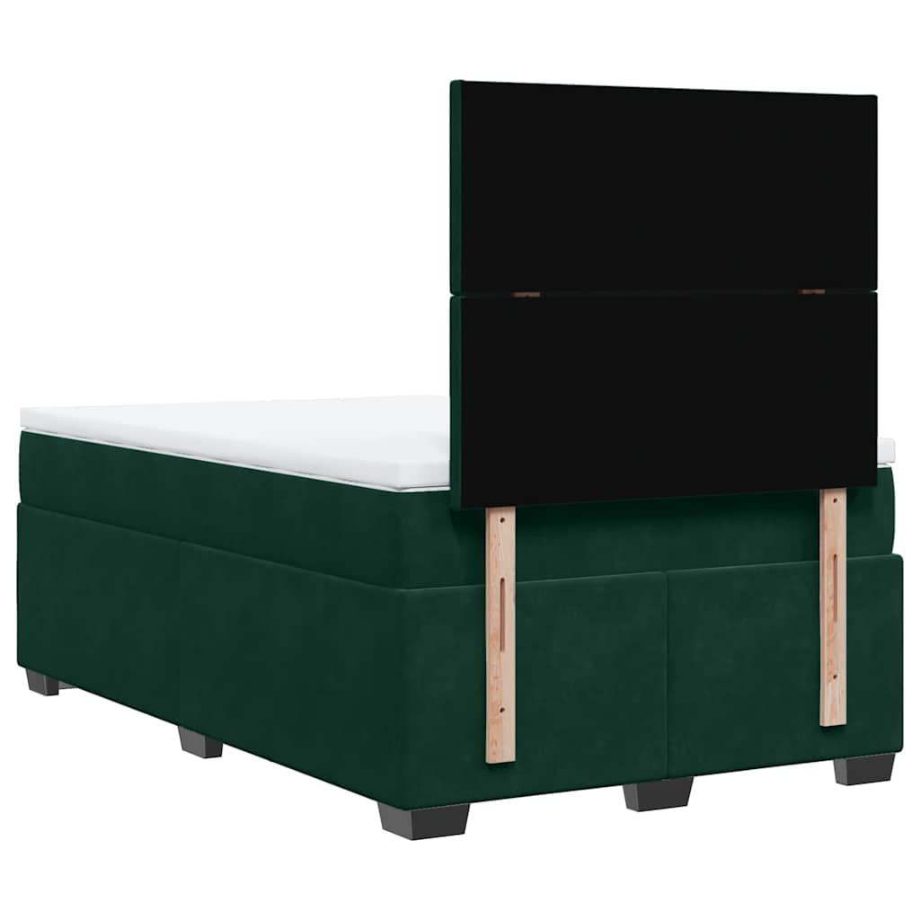 kontinentalseng med madras 120x190 cm velour mørkegrøn