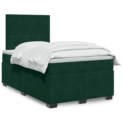 kontinentalseng med madras 120x190 cm velour mørkegrøn